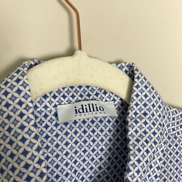 Idillio Positano Linen Button Up Long Sleeve Dress Shirt Mens Medium Blue - Picture 2 of 8